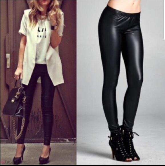 1 left MATTE FAUX LEATHER LEGGINGS - Picture 6 of 6